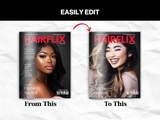 Hair Salon Magazine Cover Template: Editable Canva Flyer (Digital Download)