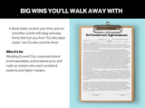 Clipboard with 'DJ Contract Agreement' on a light blue background