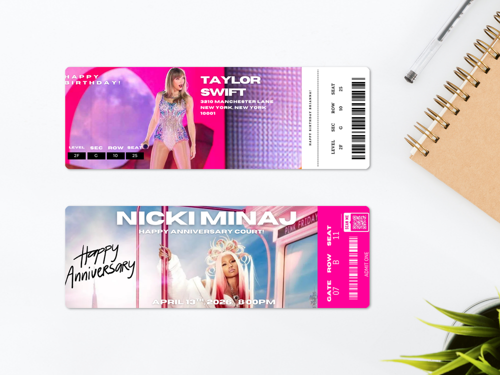 Editable Concert Ticket Template: Printable Surprise Gift (Canva DIY)(Digital Download