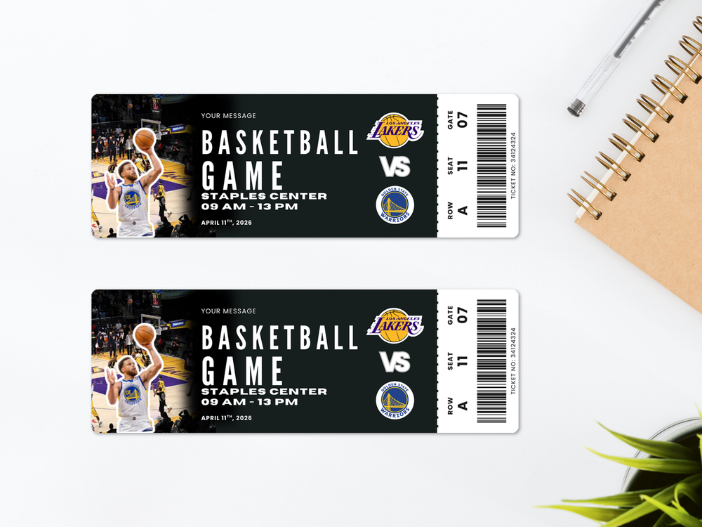Editable Basketball Ticket Template: Printable Surprise Gift (Digital Download)