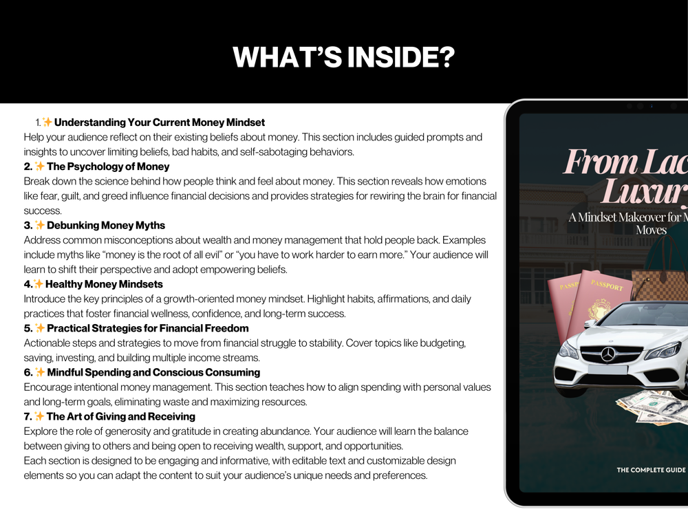 From Lack to Luxury PLR Ebook Template | Money Mindset Makeover Guide for Resale