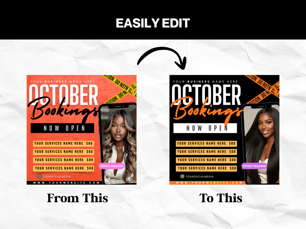 October Booking Flyer Template: Editable Salon Marketing (Canva)