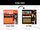 October Booking Flyer Template: Editable Salon Marketing (Canva)