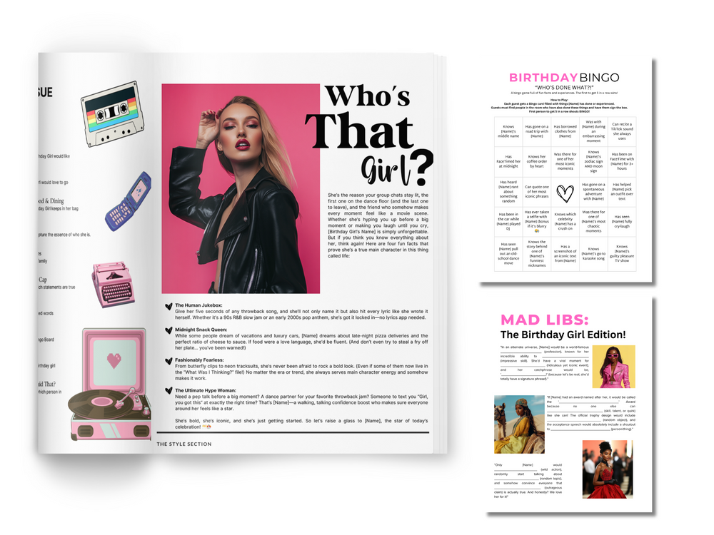 Editable Birthday Magazine Template: Fun Party Keepsake (Canva Template)
