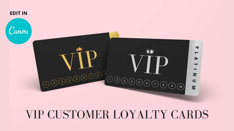 VIP Customer Loyalty Cards// Editable VIP Customer Rewards Card (DIGITAL)